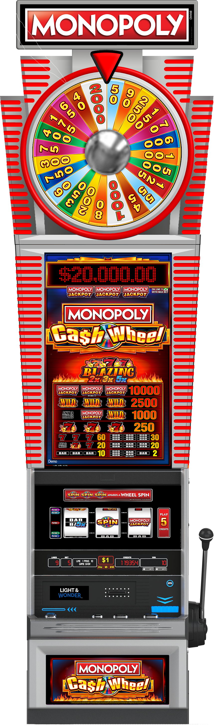 Monopoly Cash Wheel Blazing 777 2x3x5x NAP™ Cabinet